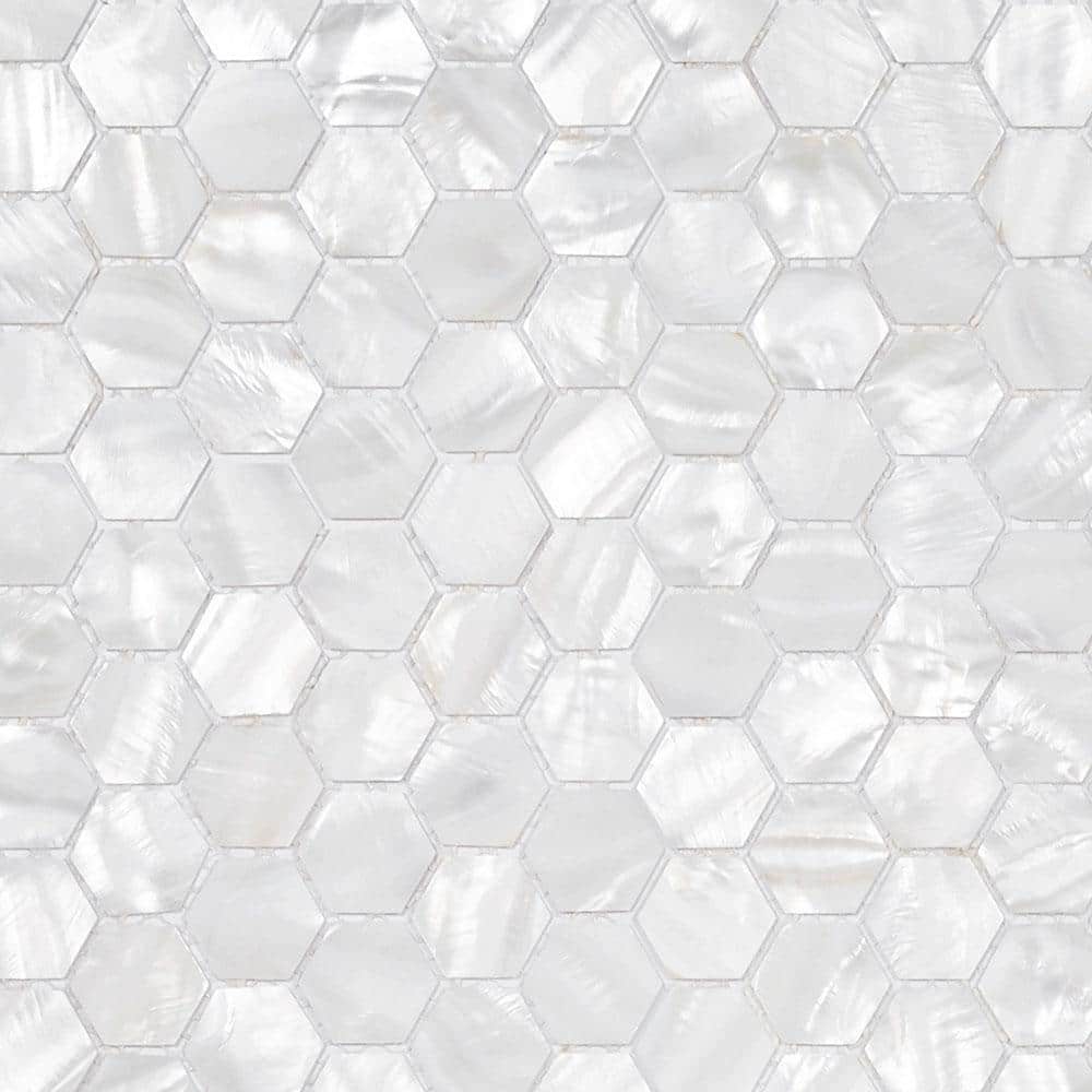 White 4 in. x 5 in. Hexagon Polished Natural Shell Mosaic Tile Sample (0.13 sq. ft./Piece) price history on PriceWatchPro