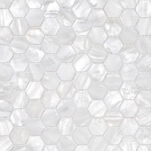 White 11.6 in. x 11.6 in. Hexagon Polished Natural Shell Mosaic Tile (18.69 sq. ft./Case)