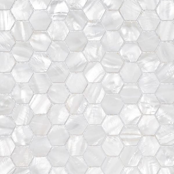 Apollo Tile White 11.6 in. x 11.6 in. Hexagon Polished Natural Shell Mosaic Tile (18.69 sq. ft./Case)