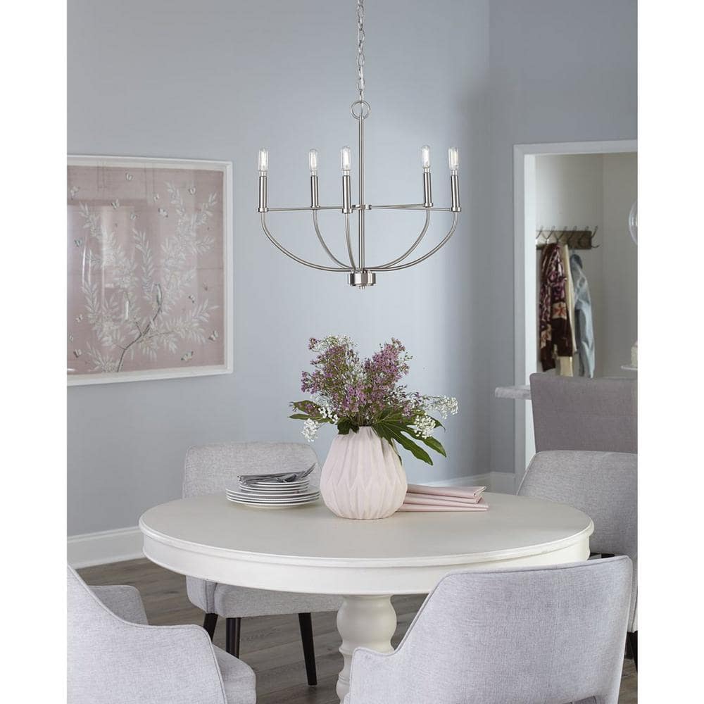 Leyden Brushed Nickel 5-Light Farmhouse Chandelier