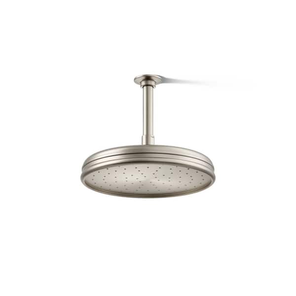 KOHLER 1-Spray Patterns 10.4 in. Ceiling Mount Rain Fixed Shower Head in Vibrant Brushed Nickel