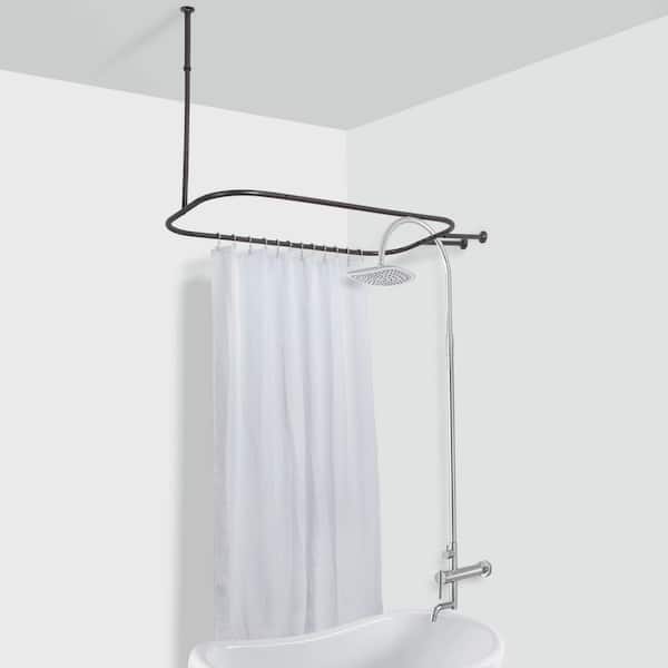 Swcorp AC-AZSR55ORB 35-55 in. Anzzi Shower Curtain Rod with Shower Hooks in Oil Rubbed Bronze