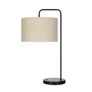 26 in. Black Indoor Table Lamp with Decorator Shade