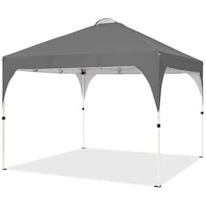 10 ft. x 10 ft. Outdoor Pop-Up Canopy Camping Tent for Garden Patio Park Market Dark Gray