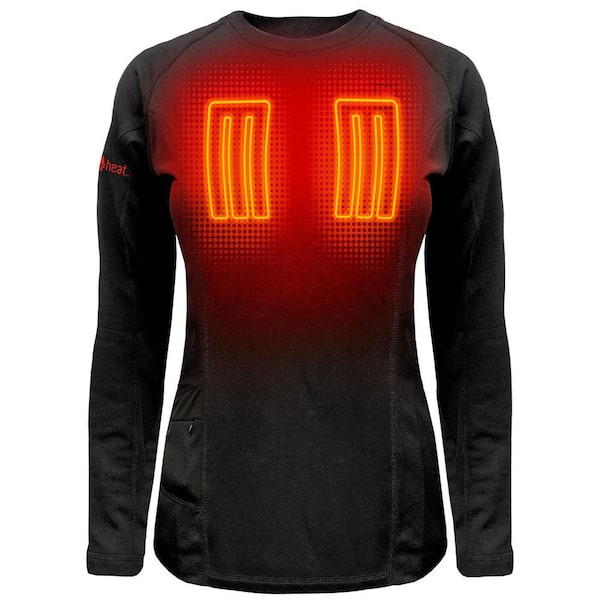 ACTIONHEAT Women's X-Small Black Long Sleeved Heated Base Layer Shirt