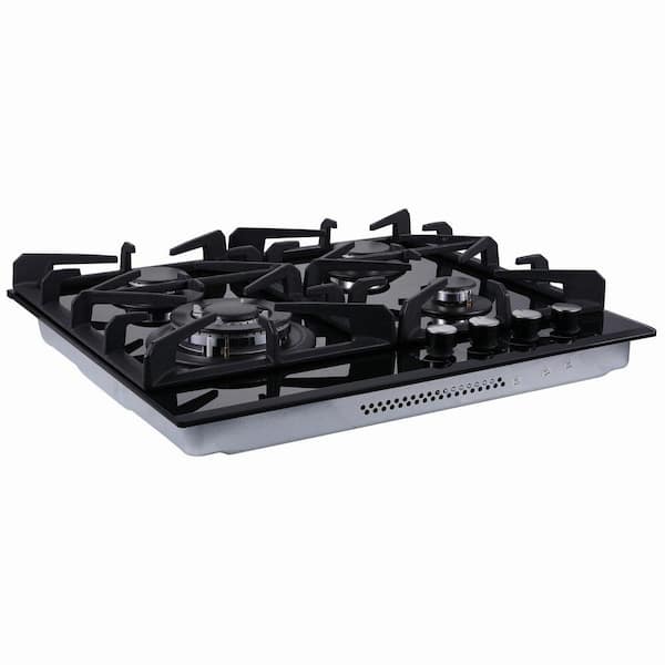 JEREMY CASS 24 in. 4 Burners Recessed Gas Cooktop in Stainless Steel with Power Burners