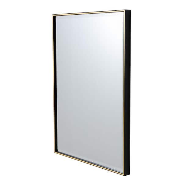 The Urban Port 20 in. x 28 in. Beveled Rectangle Black Accent Wall Mirror with Molded Aluminum Framework