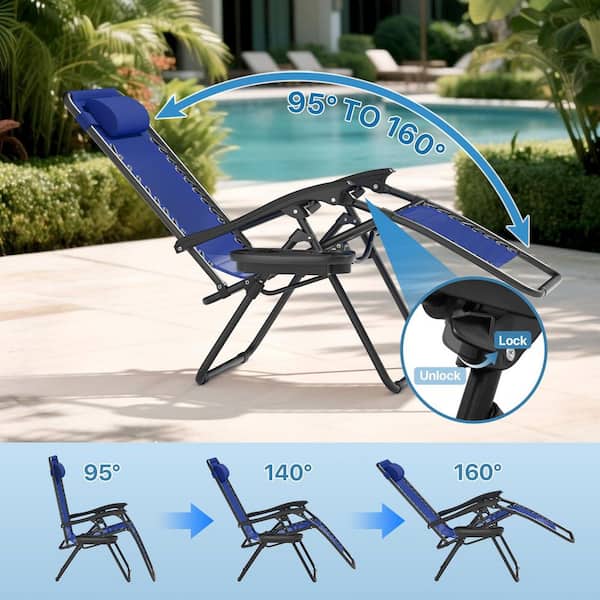 MoNiBloom Patio Lounge Foldable Zero Gravity Chair with Cup