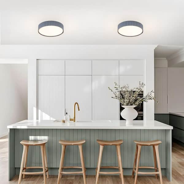 TinHon 12 in. Modern Gray 5CCT Dimmable LED Flush Mount Ceiling