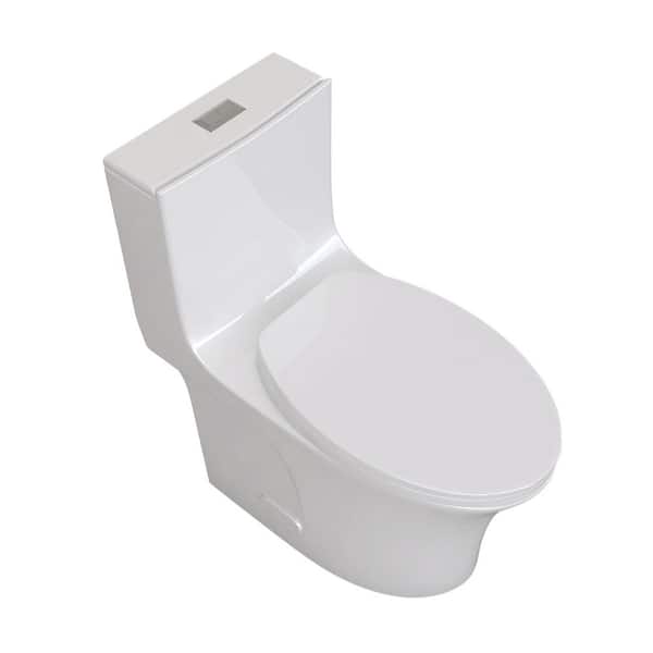 Zeafive 1-Piece 1.1/1.6 GPF Dual Flush Elongated Toilet in Glossy