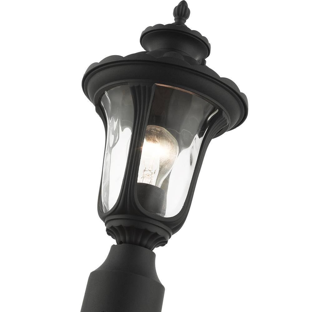 Oxford Traditional Textured Black Outdoor Post Lantern with Clear Water Glass