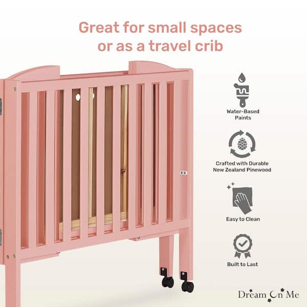 Dream On Me 2in1 Dusty Pink Folding Portable Crib 682-DPINK The