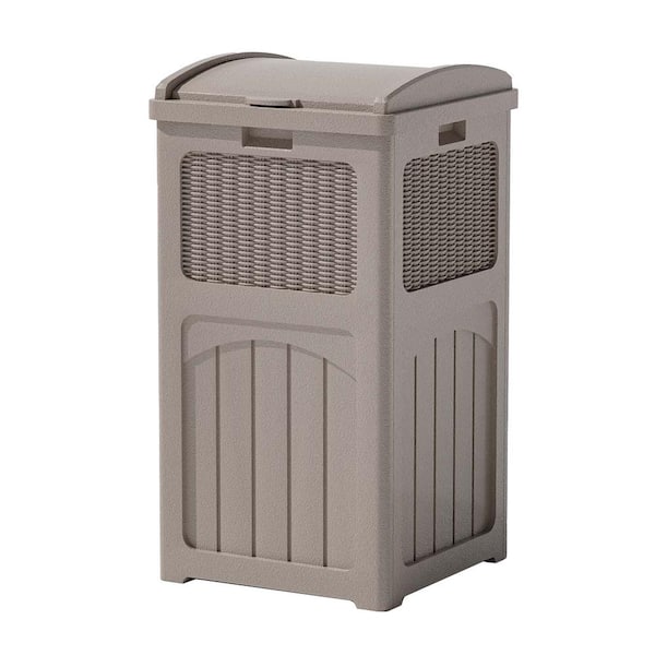 Patiowell 36 gal. Resin Outdoor Trash Can, Plastic Deck Box, Light Brown