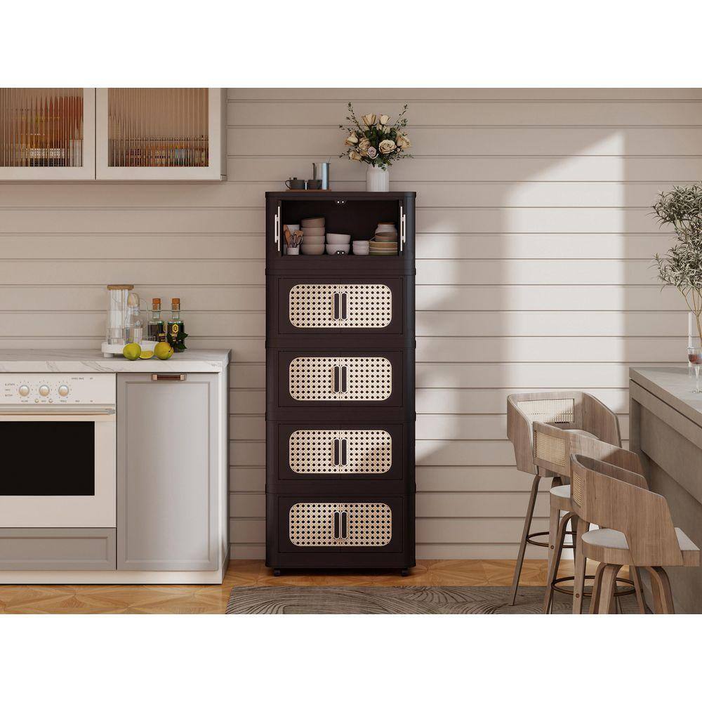 50 in. H x 20 in. W Brown Plastic Folding Storage Cabinet with
