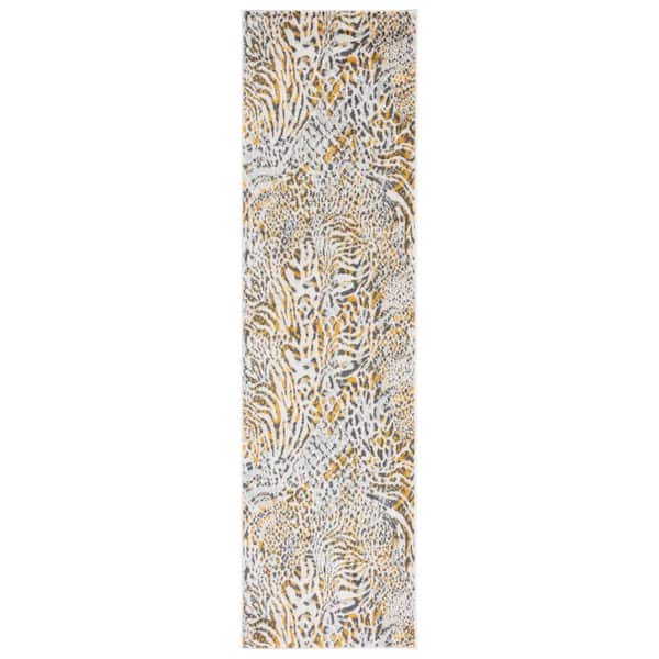 SAFAVIEH Amsterdam Beige/Gold 2 ft. x 8 ft. Animal Print Runner Rug