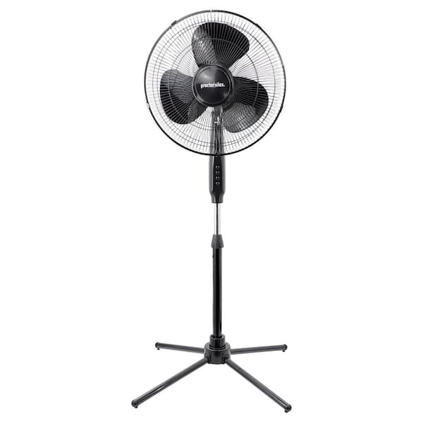 3 Speed 16 in. 50-Watt Oscillating Standing Fan in Black