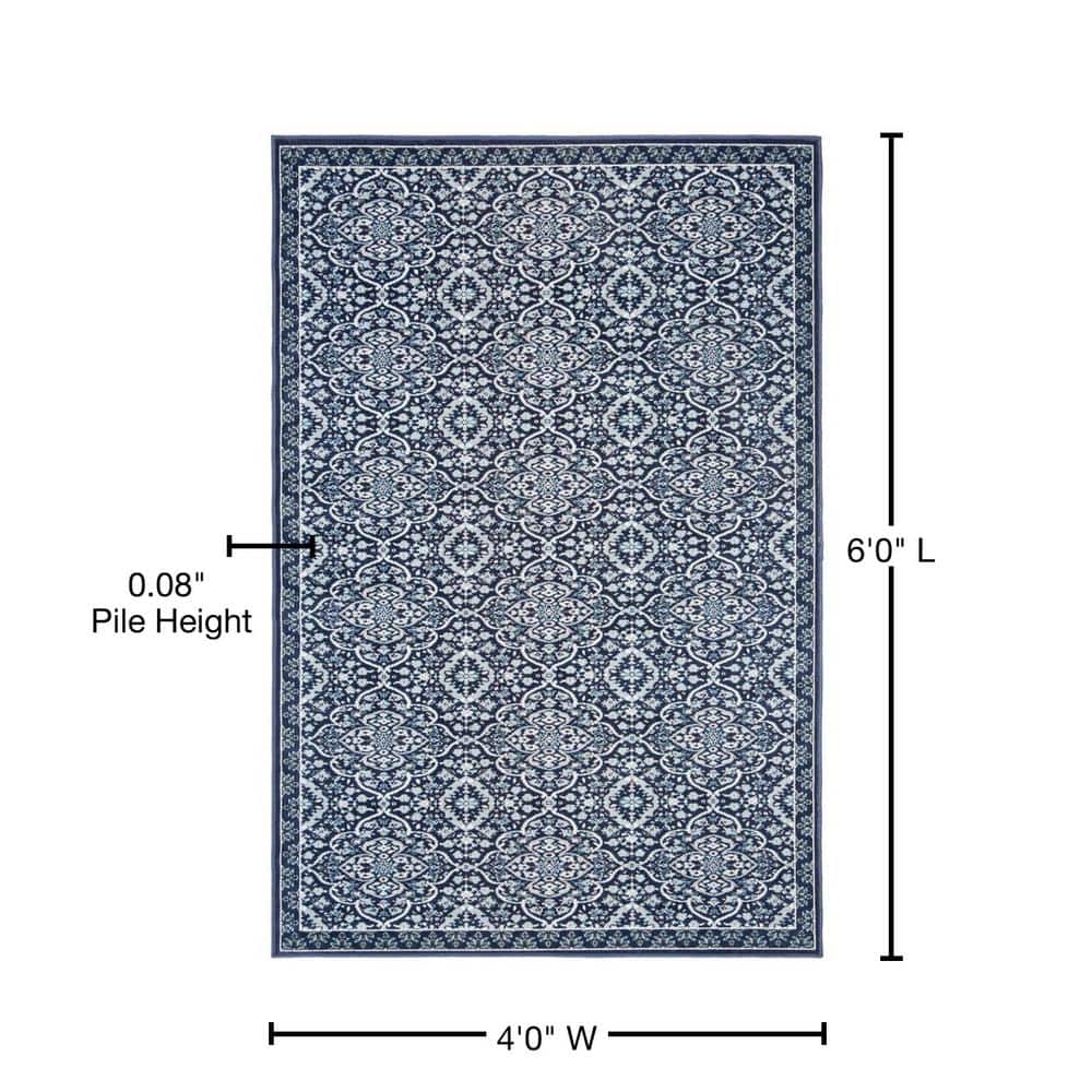 Ivory Medallion 4' x 6' Easy-Care Synthetic Area Rug