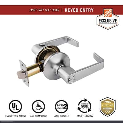 Light Duty Commercial Entry Lever ADA, UL 3-Hour Fire, ANSI Grade 2, Satin Chrome Finish