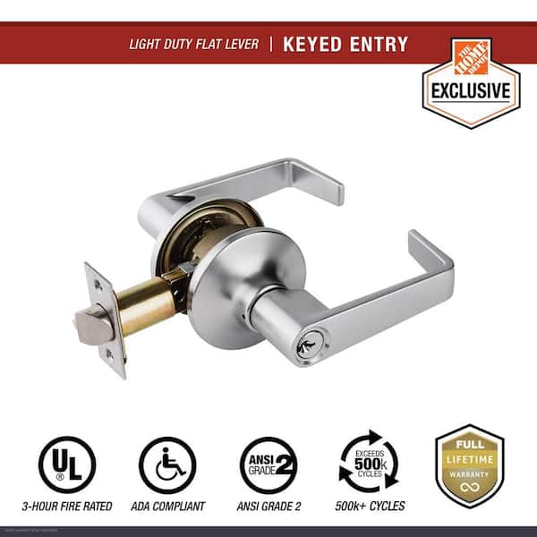 Light Duty Commercial Entry Lever ADA, UL 3-Hour Fire, ANSI Grade 2, Satin Chrome Finish
