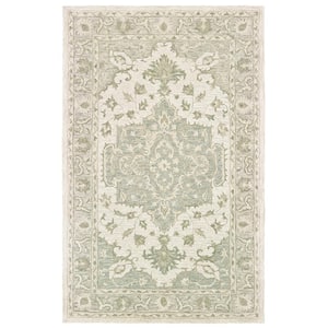 Willow Classic Medallion Sea Green / Gray 5 ft. x 8 ft. Indoor Area Rug