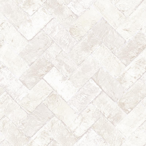 Herringbone Brick Beige/Cream Design Matte Finish Vinyl on Non-Woven Non-Pasted Wallpaper Sample