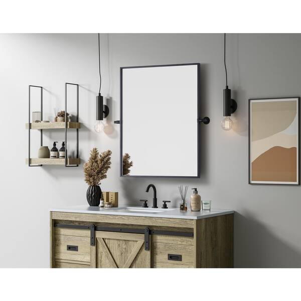 Timeless Home Black 24 in. W x 30 in. H Rectangular Pivot Mirror