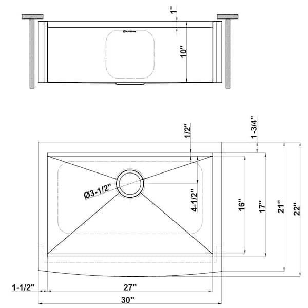 Glacier Bay Zero Radius 30 in. Apron-Front Single Bowl 18