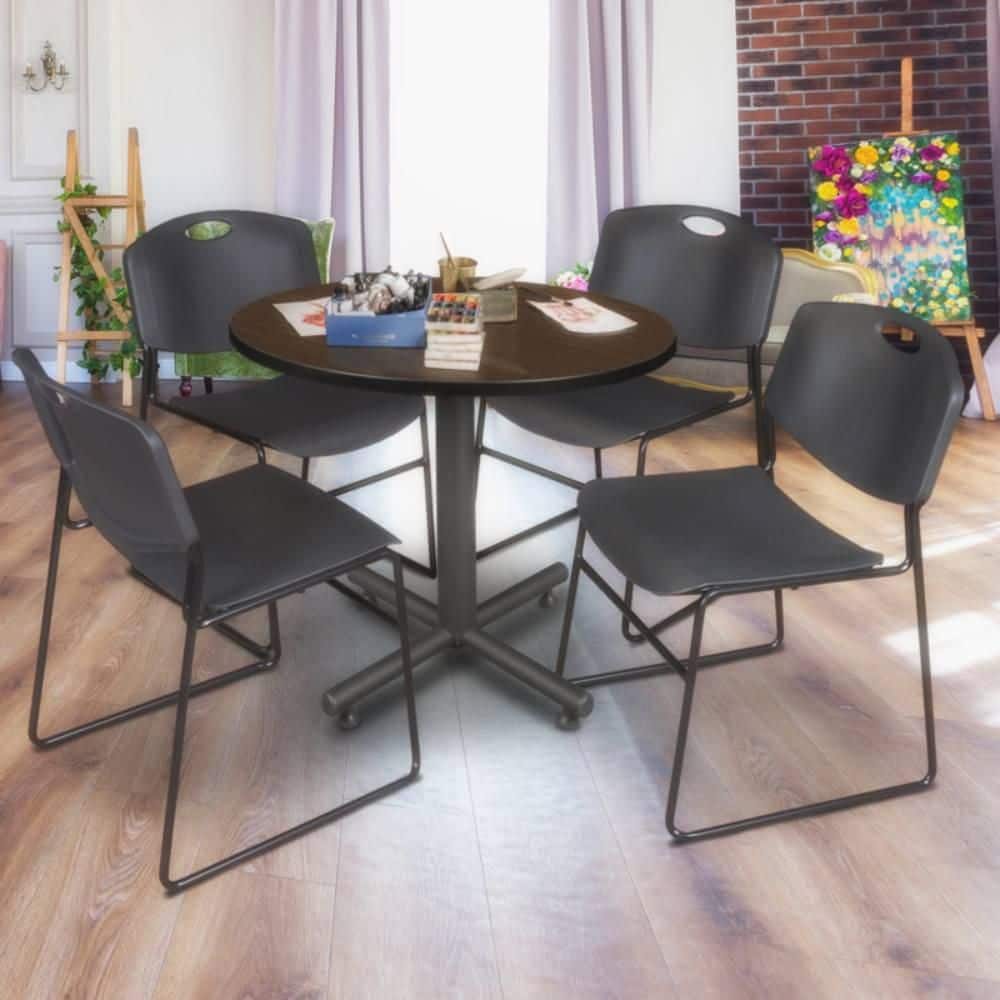 Kobe 36 in. Round Neo Walnut X Base Breakroom Table Desk price history on PriceWatchPro