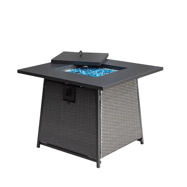 Cesicia 32 in. Dark Gray Square Propane Gas Fire Pit Table 50,000 BTU with ETL-Certified