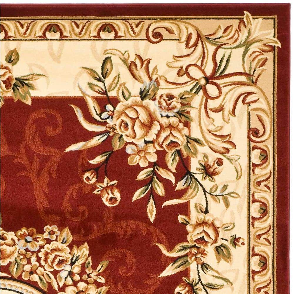 Lyndhurst Red and Ivory Floral Synthetic 9' x 12' Area Rug