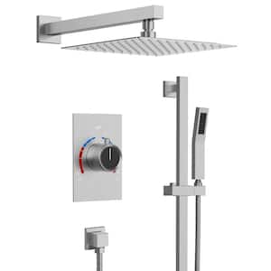 2-Spray Wall Mount Dual Shower Head and Handheld Shower 2.5 GPM with Easy to Install in Brushed Nickel (Valve Included)