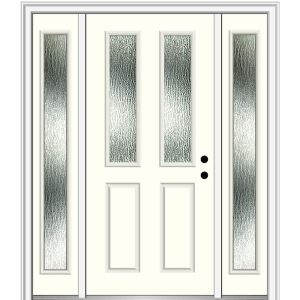 MMI Door 64 in. x 80 in. Left-Hand Inswing Rain Glass Alabaster Fiberglass Prehung Front Door on 4-9/16 in. Frame