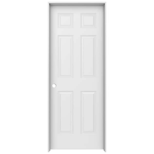 JELD-WEN 36 in. x 80 in. 6 Panel Colonist Primed Right-Hand Textured Molded Composite Single Prehung Interior Door