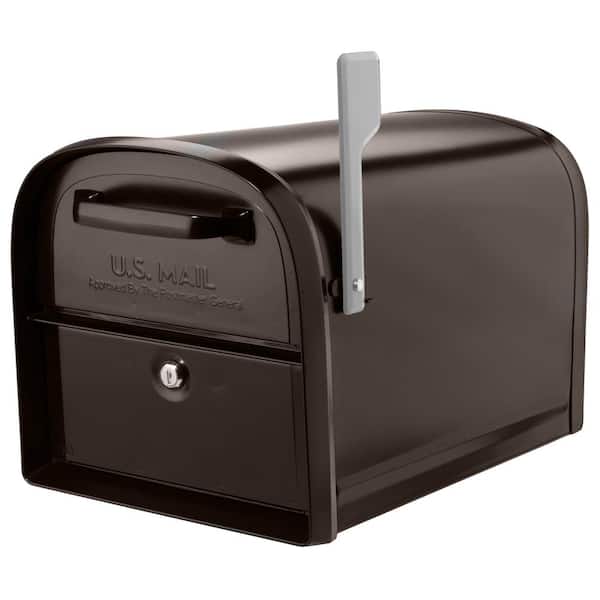 Architectural Mailboxes Oasis 360 Rubbed Bronze, Large, Steel, Locking Parcel Mailbox with 2-Access Doors and Graphite Flag