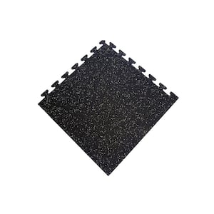 Black with Tan 24 in. x 24 in. Finished Corner Recycled Rubber Floor Tile (16 sq. ft./case)