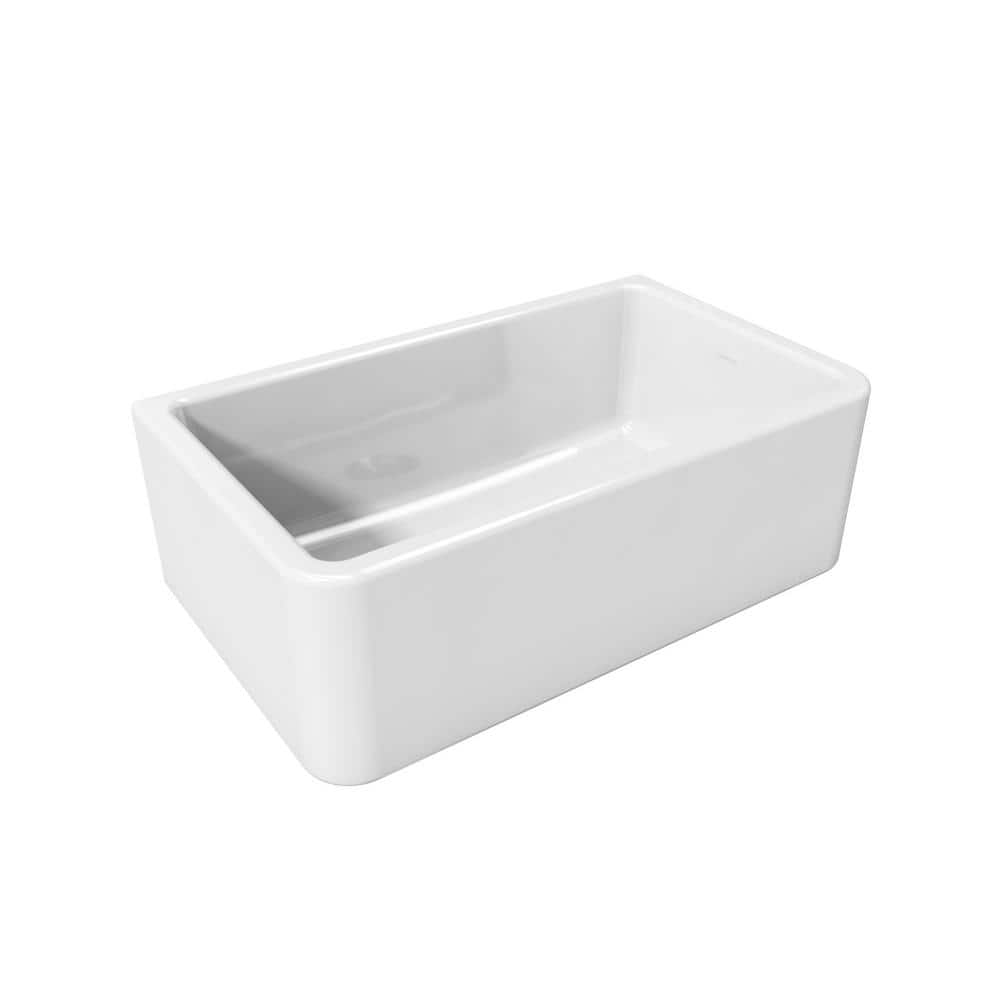 White 30-Inch Fireclay Farmhouse Single Basin Sink
