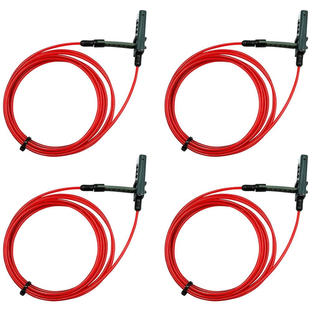 OTTER, Integrated Combination Deterrence Cable Lock, 10 ft. x 4 mm Braided Steel with Red Vinyl Coating - 4-Pack price history on PriceWatchPro
