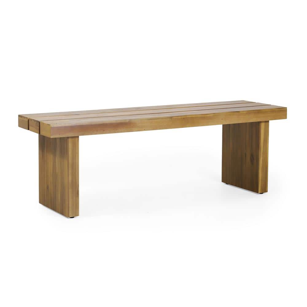 Rustic Acacia Wood 57" Outdoor Bench with Natural Finish