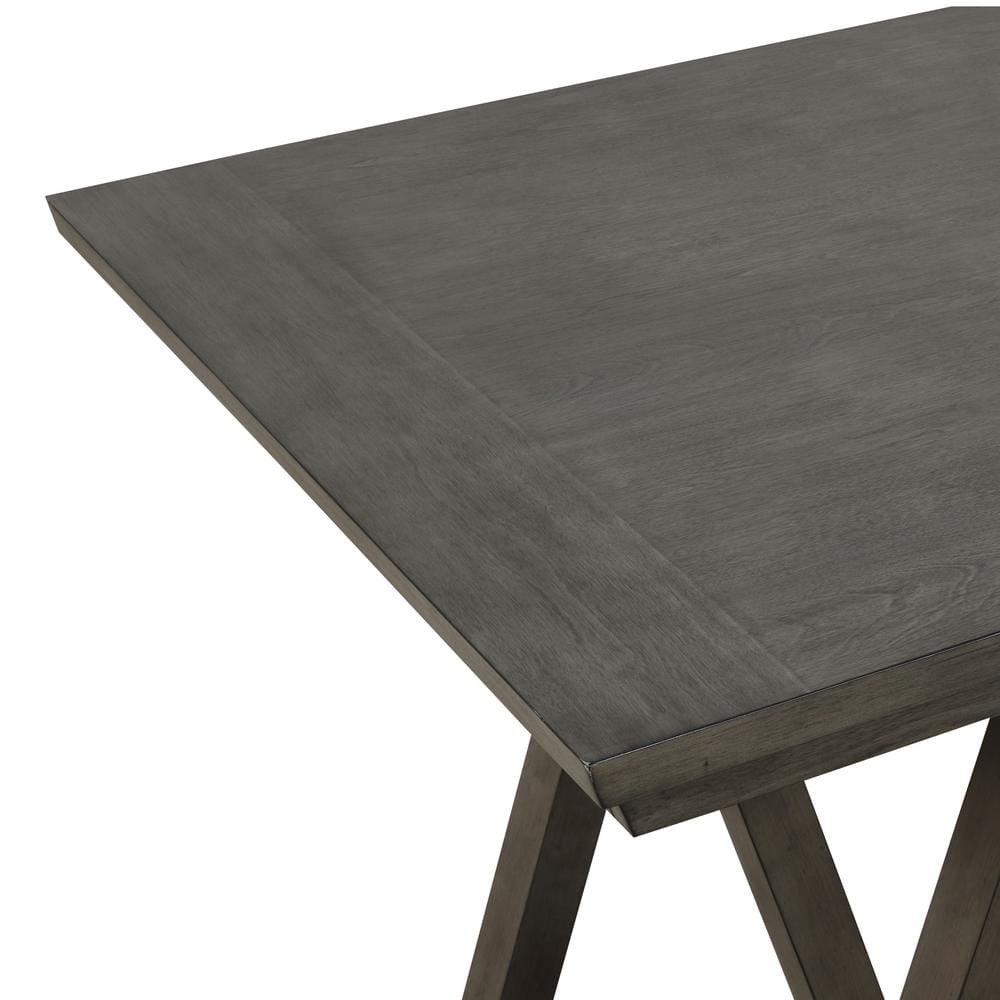 Gray Wood Counter Height Dining Set with Upholstered Chairs