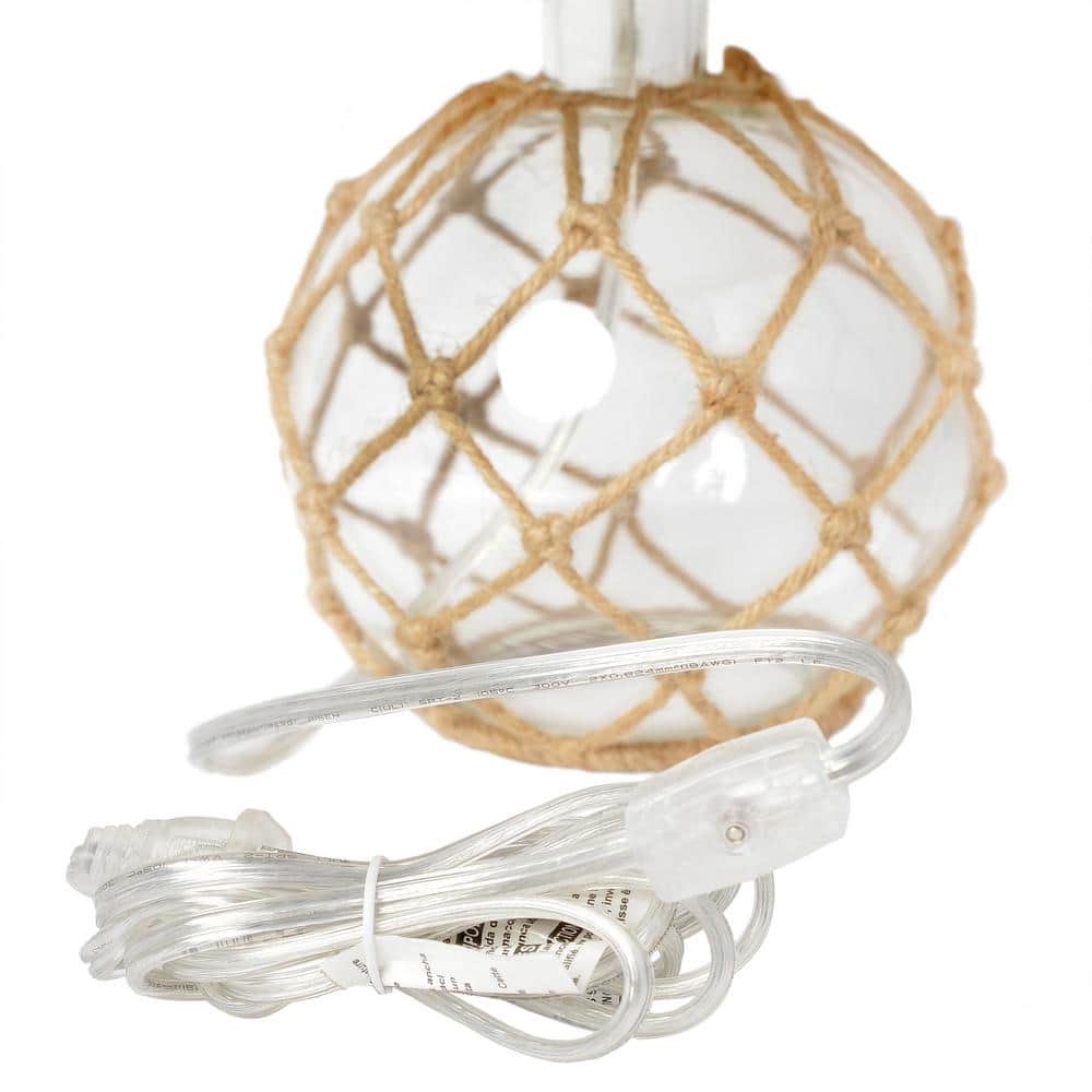 Clear Glass Nautical Rope Table Lamp with Burlap Shade