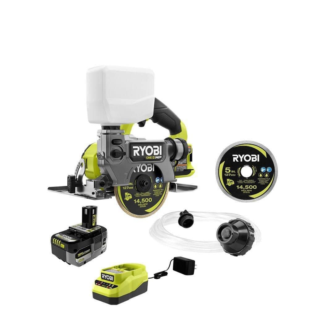 RYOBI ONE+ HP 18V Cordless Handheld Wet/Dry Masonry Tile Saw Kit