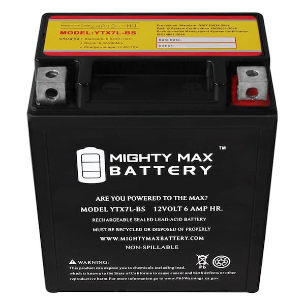 MIGHTY MAX BATTERY YTX7L-BS 12v 6Ah Battery for Kawasaki 140