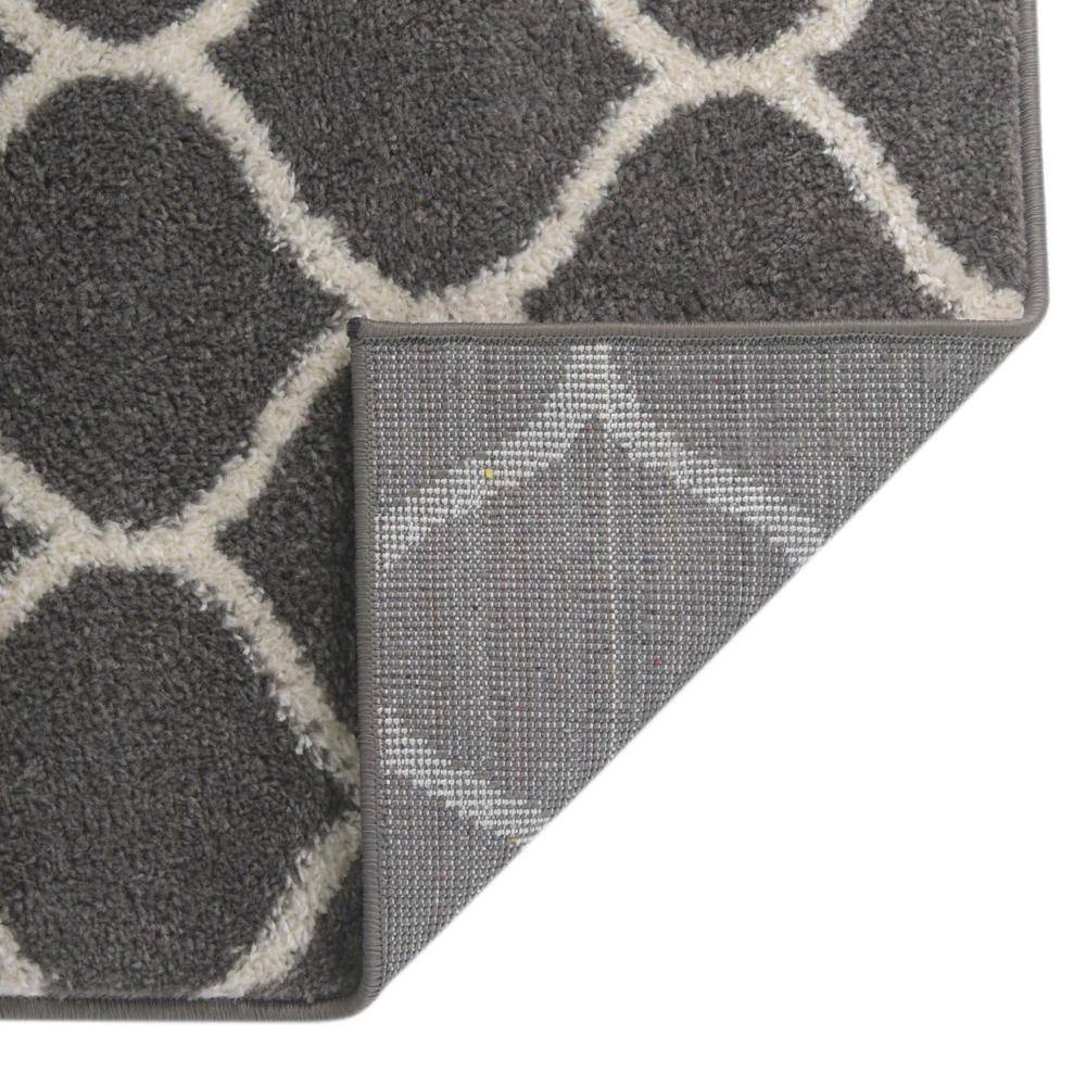6' Square Dark Gray Ivory Trellis Frieze Synthetic Rug