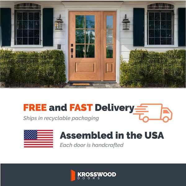 UINTAH Farmhouse 64 in. x 79 in. 6-Lite Right-Hand/Inswing Clear Glass Unfinished Fiberglass Prehung Front Door with DSL