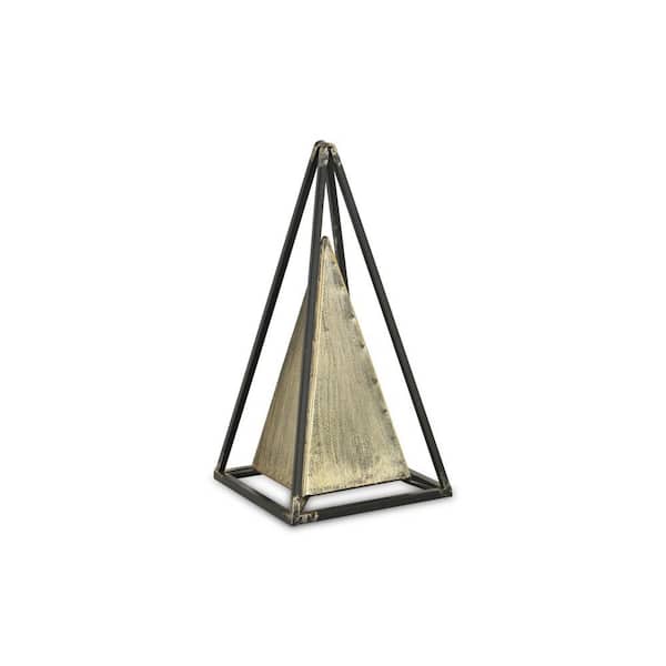 HomeRoots 12 in. Bronze Narrow Metal Triangular Decorative Sculpture