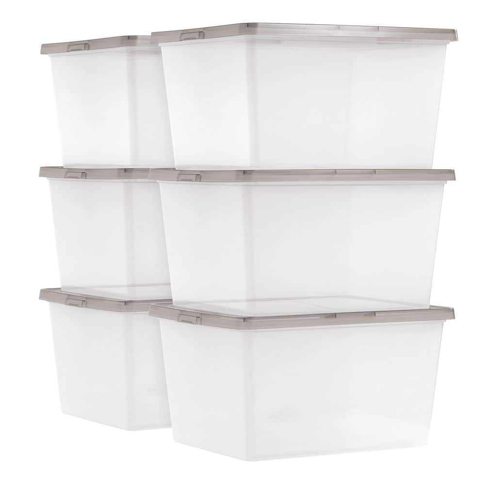 25 qt. Plastic Storage Bin Tote Organizing Container with Latching Lid, Clear/Gray (6-Pack) price history on PriceWatchPro