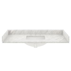 49 in. W x 22 in. D Italian Carrara Natural Marble Bathroom Vanity Top in White with White Single Sink