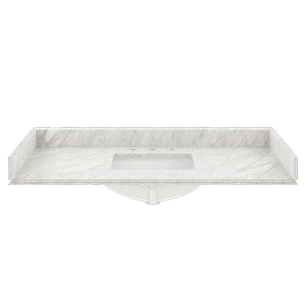 Transolid 49-in White Carrara Natural Marble Single Sink Bathroom Vanity Top Transolid 49-in White Carrara Natural Marble Single Sink Bathroom Vanity Top