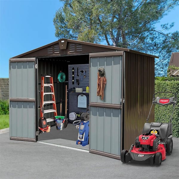 8.2 ft. W x 6.2 ft. D Metal Steel Shed Storage House with Double Lockable Doors and Air Vents 48 sq. ft. Coverage Area
