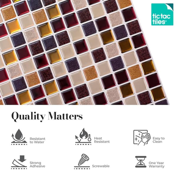 Tic Tac Tiles® Peel and Stick Self Adhesive Smart Backsplash in Square Maple 